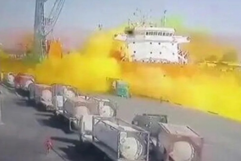 涉事貨輪懸掛香港旗幟
 約旦港口爆炸洩毒氣